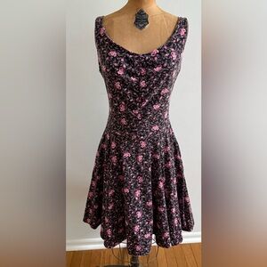 Betsey Johnson Cotton Lycra Black and Pink Floral Dress